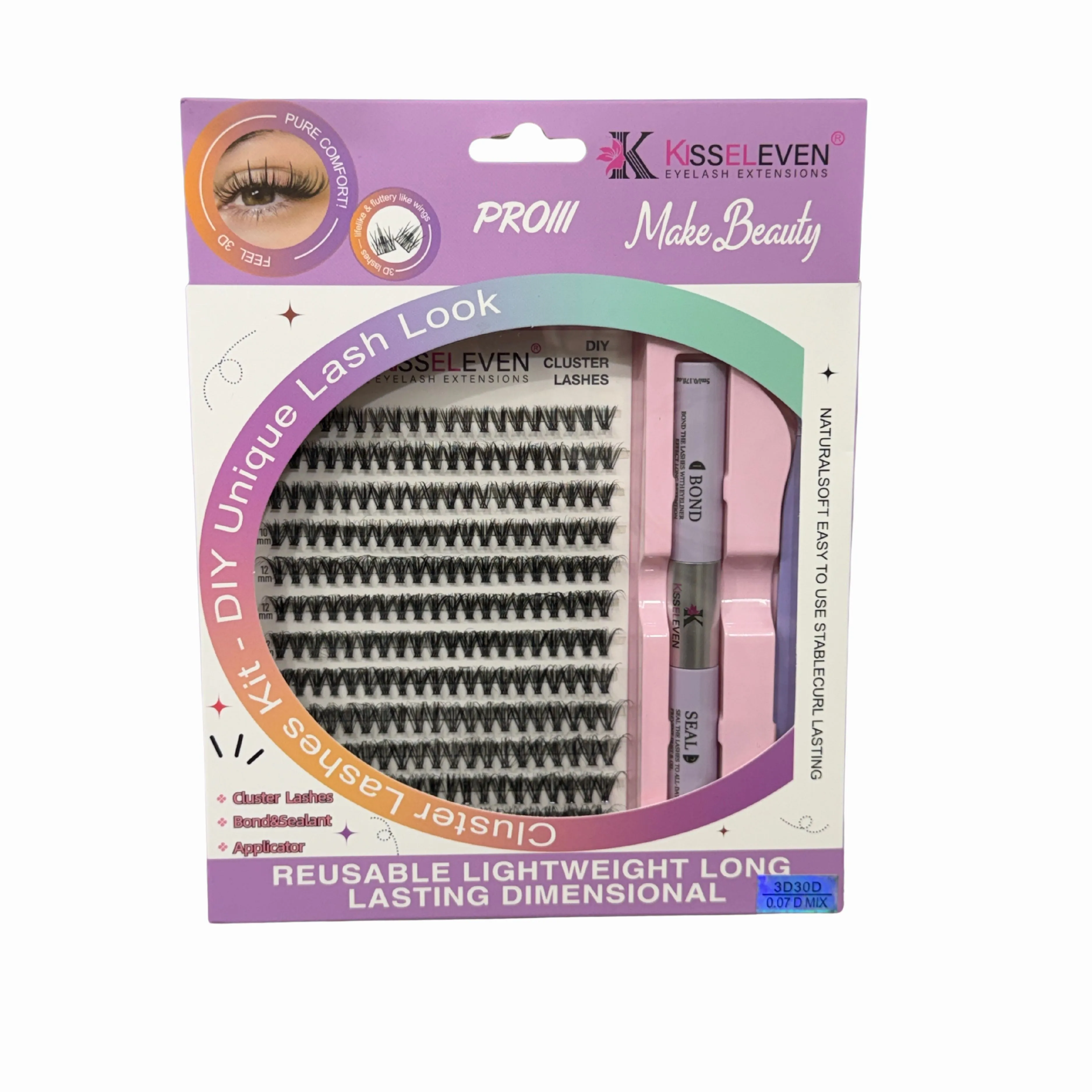 Pestañas 3D+30D Con pegamento y pinza